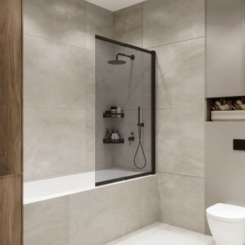 Шторка на ванну слайдер TERMINUS НОТО 01 1500х900 проф.черный, тонированная